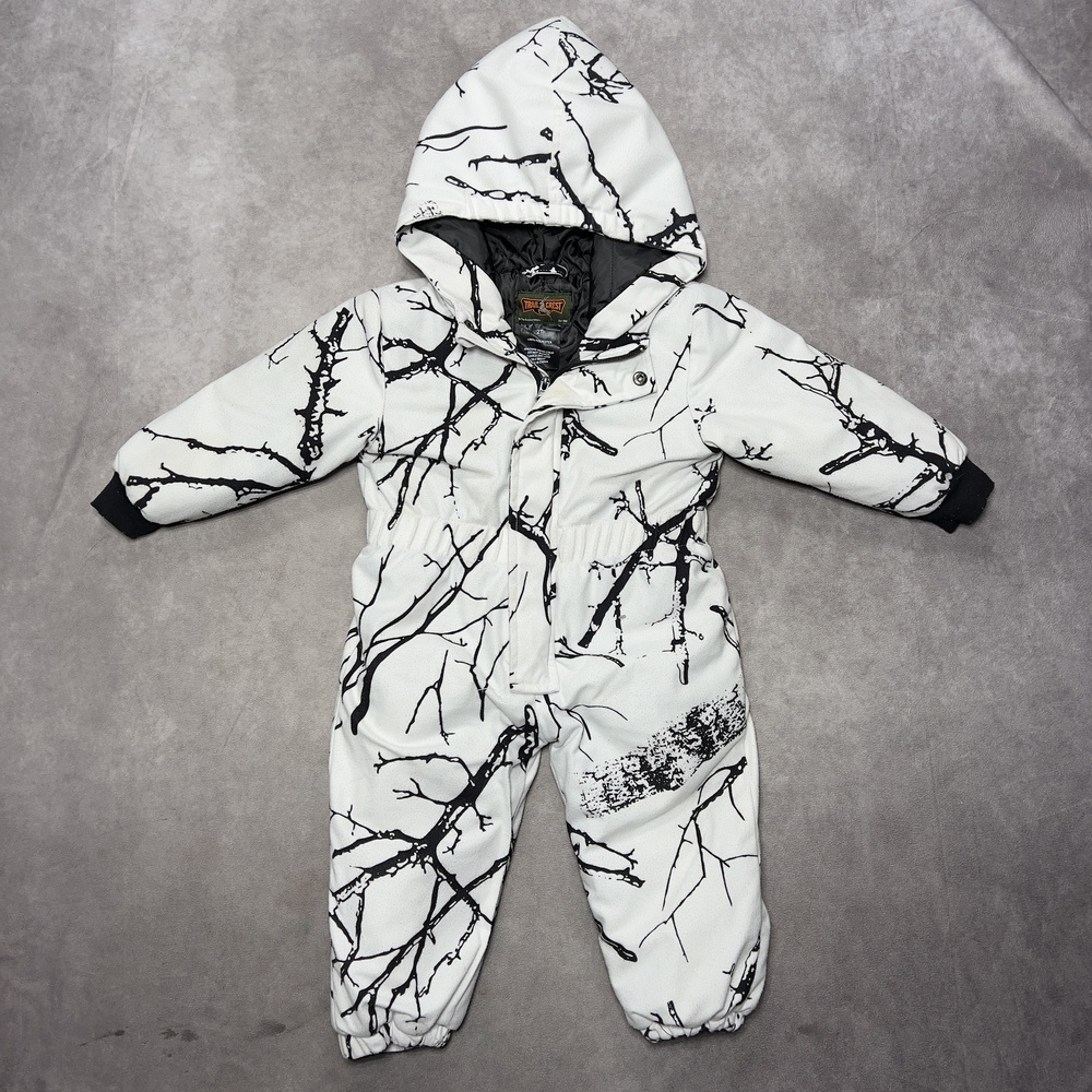Vintage Trail Crest Snowsuit Toddler 2T White Camo Hooded Ski Hunting Insulated